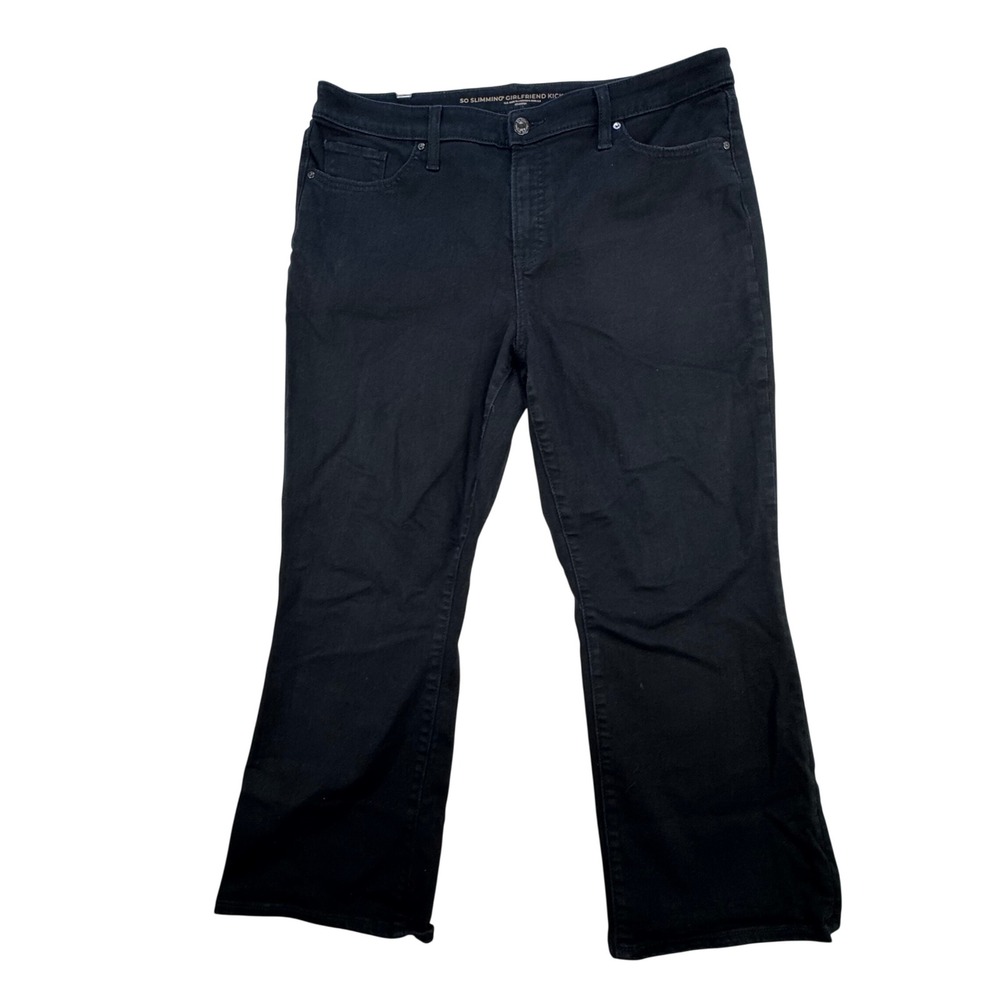 Chicos 2.5 So Slimming Girlfriend Kick Flare Jeans Womens 14 Black Stretch